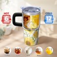 thumbnail image 6 of Sunflower 20oz Stainless Steel Tumbler with Handle and Straw – Insulated Travel Cup with Sliding Lid, 360° Full Wrap Printed Mug for Home, Outdoor & Sports Use, Foral, 6 of 6