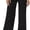 Black, variant on Women's High Waisted Wide Leg Palazzo Pants, Women Fold Over Yoga Pants Elastic Low Rise Wide Leg Contrast Foldover Leggings Bell Bottoms Baggy Sweatpants Lounge Yoga Pants