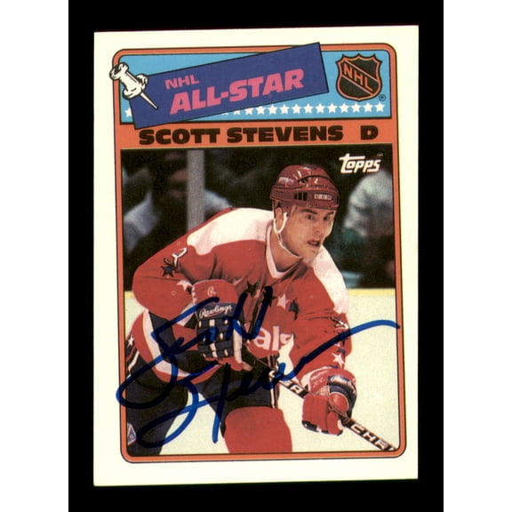 Scott Stevens Autographed 1988-89 Topps Stickers Card #4 Washington Capitals SKU #251606