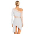 thumbnail image 3 of Womens National Ballroom Fringed Tango Samba Dance Dress Mesh Long Sleeve Latin Dance Performance Dress,L,White, 3 of 8