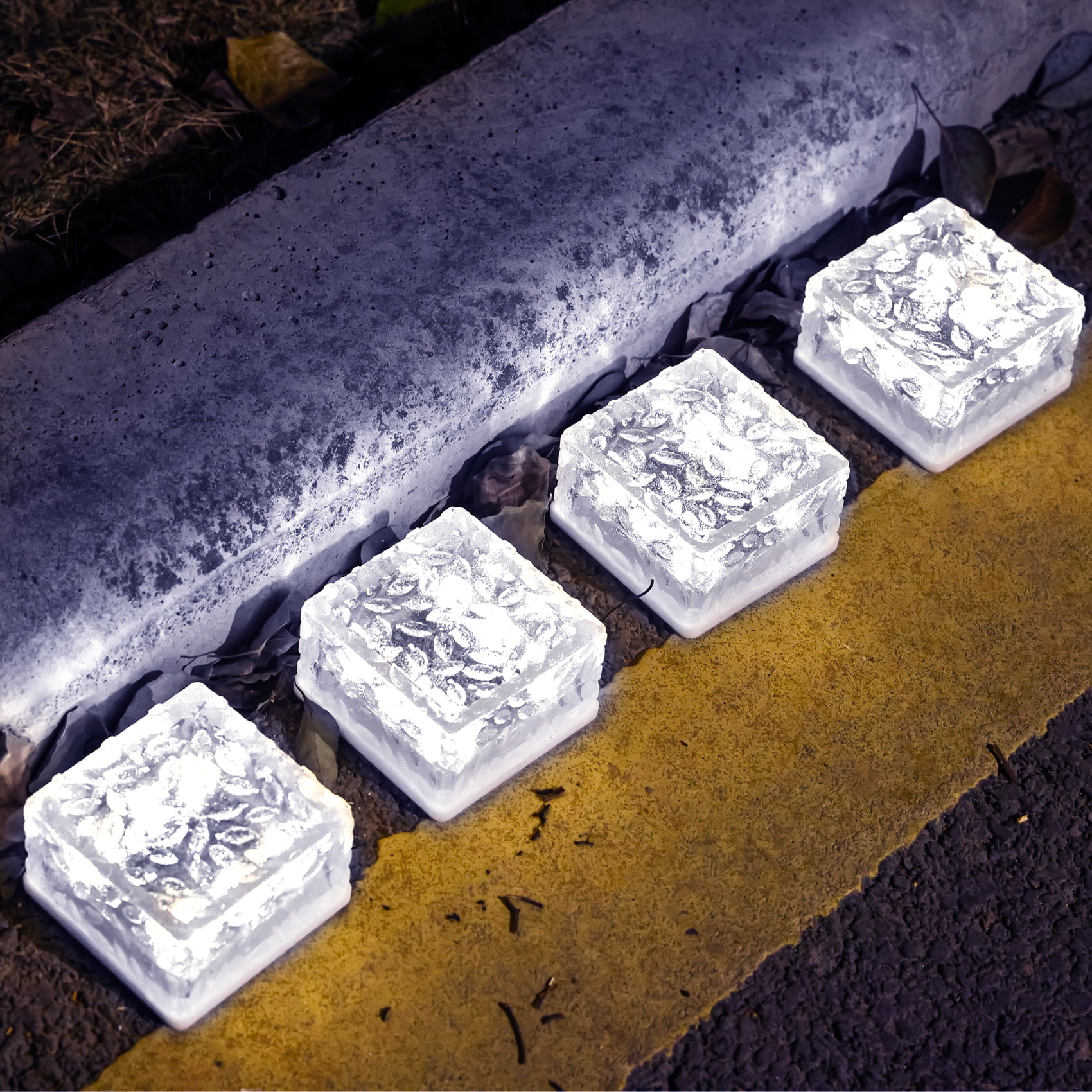 Solar Brick Lights Outdoor Solar Lights for Yard 4X4"Solar Brick Landscape Path Light, 4 Pack LED Light Brick Garden Decor for Pathway Patio Walkway Backyard Decoration,Cool White