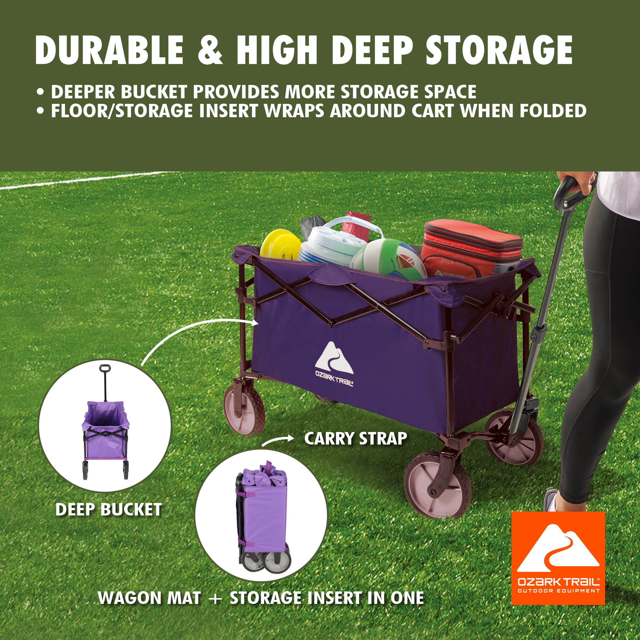 Ozark Trail Multi-Purpose Big Bucket Cart, Purple Wagon
