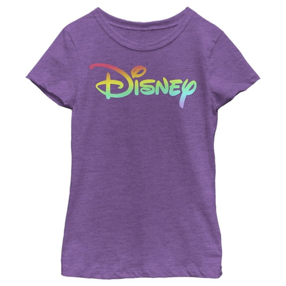 Girl's Disney Rainbow Logo Graphic Tee Purple Berry Small