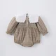 thumbnail image 4 of Korean Spring Baby Girls' Bodysuit Cute Toddler Plaid Big Lapel One Piece Sisters Clothes Children's Girls Princess Dress, 4 of 6
