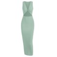 thumbnail image 3 of ZAFUL for Women Prom Dress or Cocktail Dress Evening Part Dress Ribbed Twist Cutout Split Side Slinky Bodycon Dress Green L, 3 of 7