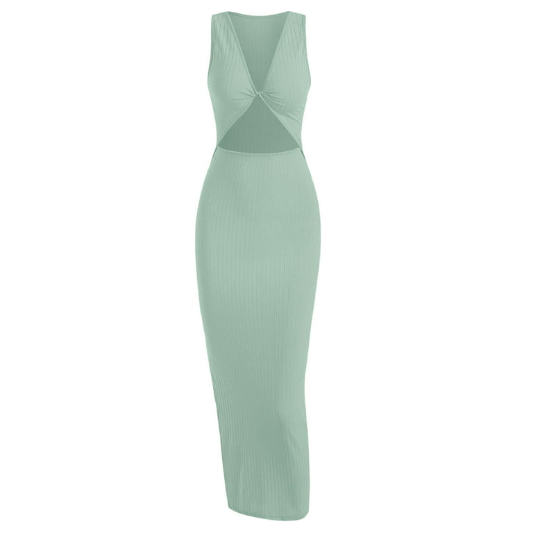 ZAFUL for Ladies Prom Dress or cocktail dress Spaghetti Strap Thigh Split  Slinky Bodycon Maxi Dress Black L 