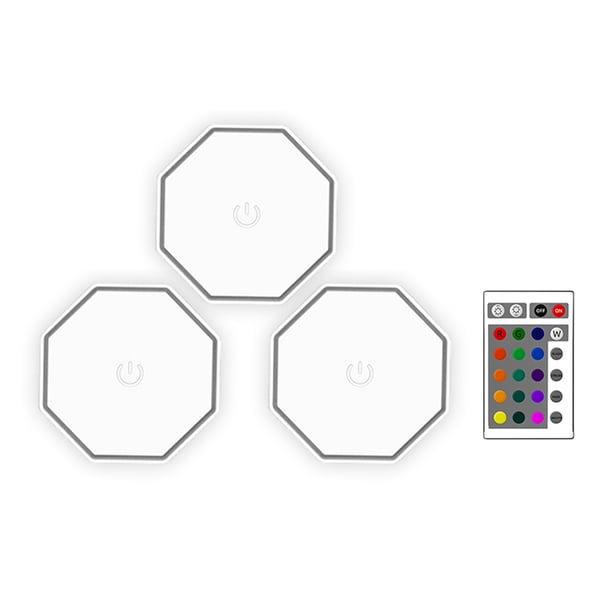 Lámpara De Panal Lámpara Luz de pared empalmable de iluminación ambiental LED RGB 3pcs para Bar Party (Octágono)