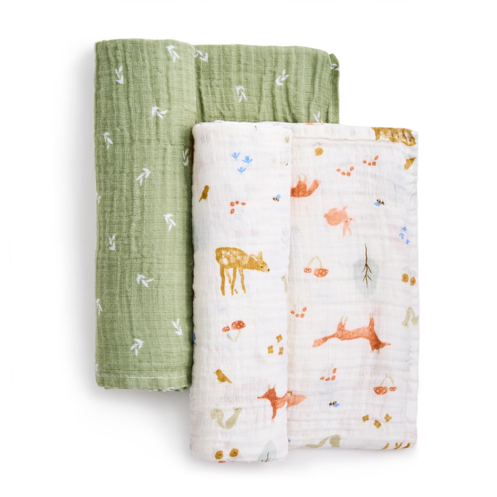 aden + anais Essentials Muslin Swaddle Blankets, Newborn Receiving Blanket for Swaddling, 100% Cotton Baby Swaddle Wrap, 2 Pack, Sage Woodland, Green, Unisex