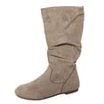 thumbnail image 2 of Women’s Plus Size Round Toe Side Zipper Mid Calf Boots, Low Heel Comfort Mid Shaft Boots, Versatile Casual Winter Boots for Wide Feet Women Khaki 6, 2 of 7