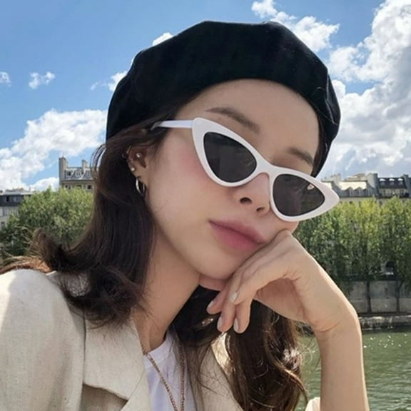 Bmisegm Womens Retro Sunglasses Fashion European and American Style Cat Eye Sunglasses Triangle Sunglasses Summer Sunglasses Men Women White One Size