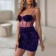 thumbnail image 5 of Gibobby Vestidos para mujer casuales Vestido de lentejuelas para mujer Vestido delgado de lujo ligero de gama alta(Morado,M), 5 of 5