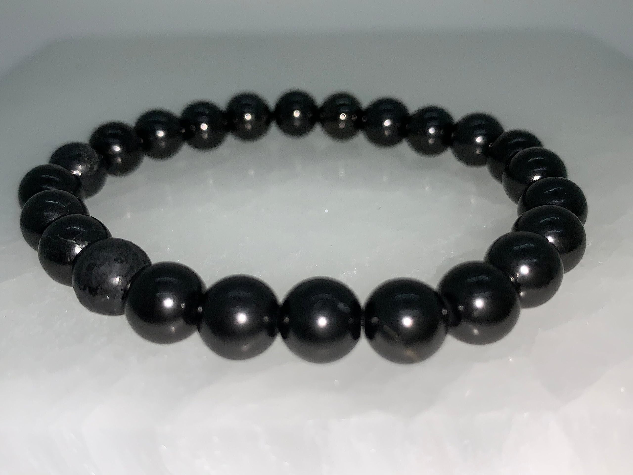 Shungite Crystal Bead Bracelet 8mm, Wholesale Genuine Shungite Stretch Gemstone Bracelet, Gift for Men & Women (2)