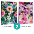 thumbnail image 3 of Global Printed Products Designer Printed Clipboard Portfolios, Interior Pocket, Metal Clip, Removable Paper Pad 2 Pack - Floral (Floral), 3 of 6