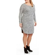 Women's Plus Scoop Neck Long Sleeve Dress