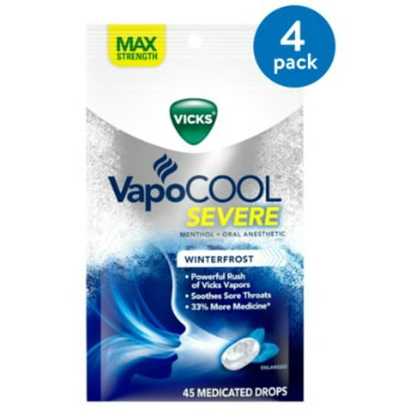 (4 pack) (4 Pack) Vicks VapoCOOL Severe Medicated Drops 45 Count