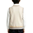 thumbnail image 6 of SERTGUTR Boys V Neck Sweater Vest, Striped Ribbed Trim Sleeveless Knit Pullover, School Uniform Classic Fit, Everyday Layering Top, 6 of 7