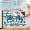 thumbnail image 5 of Teal Blue Turtle Coastal Cabinet Curtain 35"Wx35"L,Dustproof Under Sink Skirt W/ Self Adhesive Tape,Vintage Stripe Botanical Beach Cabinet Curtain Cover for Kitchen Sink,Bathroom Vanity,Laundry Room, 5 of 9