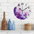 thumbnail image 3 of Wall Clock 10 Inch Silent Non-Ticking 8 Purple Butterfly Flowers Battery Operated Rustic Retro for Living Room Home Kitchen Bathroom, 3 of 7