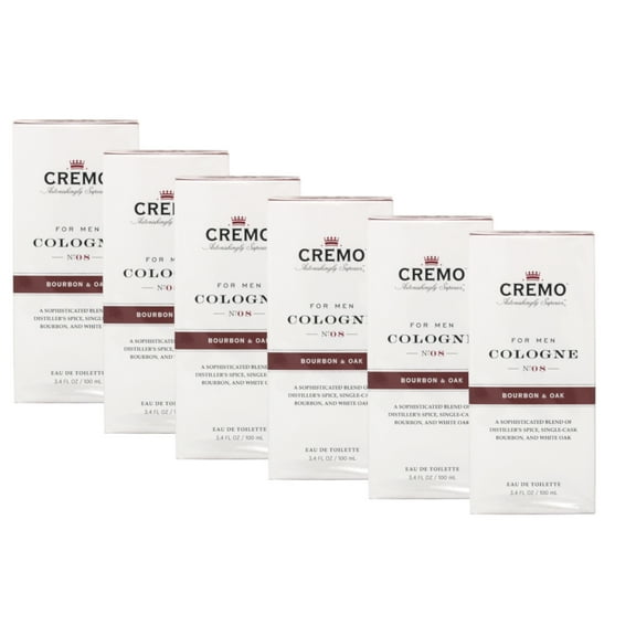 6 Pack of Cremo Spray Cologne Bourbon and Oak 3.4 Ounce