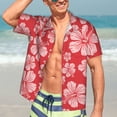 thumbnail image 5 of Lsque Red Hibiscus Flower pattern Hawaiian Shirt for Men, Unisex Summer Beach Casual Short Sleeve Button Down Shirts-X-Large, 5 of 9