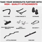 Mitonos Cable Crossover Machine, Lat Pull Down Machine with 18 Positions Dual Pulley System, Wall Mount LAT Pull Down Machine for Home Gym Fitness