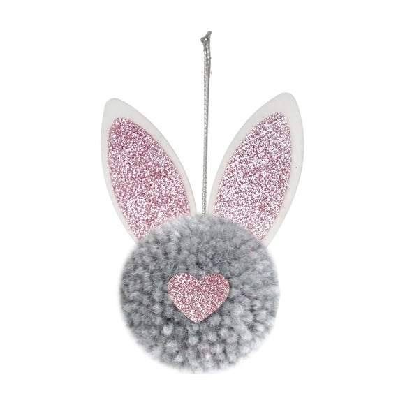 Easter Ornaments Cute Bunny Ear Tail Poms Hanging Easter Decorations Fuzzy Bunny Ornaments For Tree Wreath
