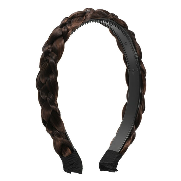 1 pieza de 0,98 pulgadas de ancho, cabello sintético, diadema trenzada, aro para el cabello para mujeres y niñas, marrón claro