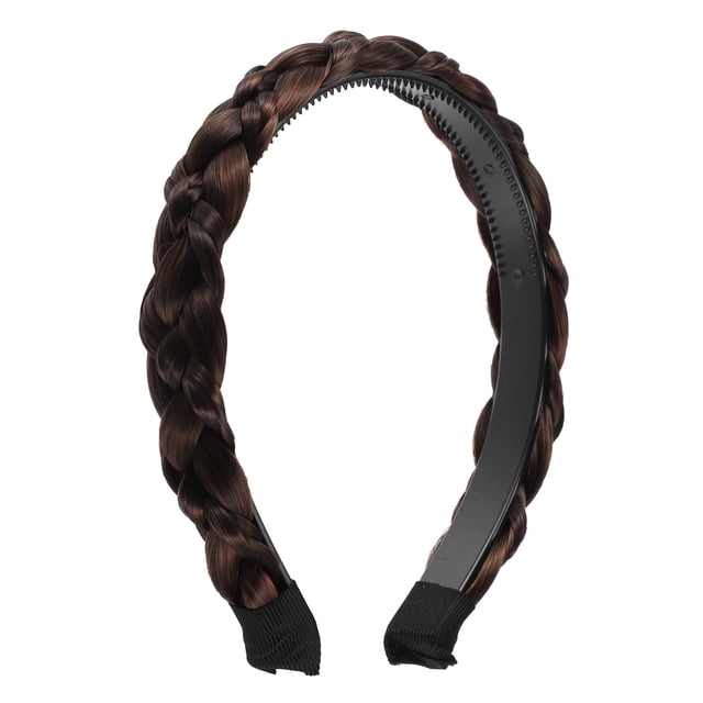 1 pieza de 0,98 pulgadas de ancho, cabello sintético, diadema trenzada, aro para el cabello para mujeres y niñas, marrón claro