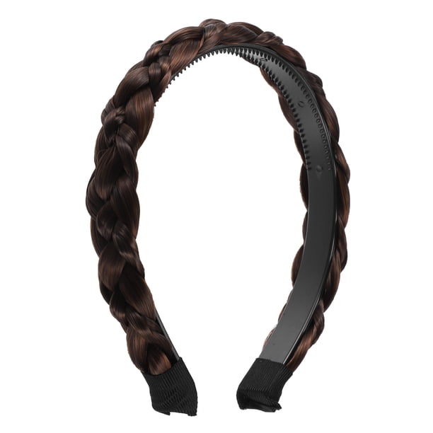 1 pieza de 0,98 pulgadas de ancho, cabello sintético, diadema trenzada, aro para el cabello para mujeres y niñas, marrón claro