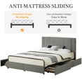 thumbnail image 4 of VECELO Queen Bed Frame with Storage Drawers, Upholstered Platform Bed with Charging Station, Wooden Slats Support, No Box Spring Needed, Easy Assembly, Dark Gray, 4 of 11