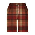 thumbnail image 5 of ZCFZJW Men's Gingham Bermuda Shorts Lightweight Summer Quick Dry Plaid Beach Swim Trunks Big and Tall Casual Drawstring Elastic Waist Workout Short Pants with Pockets Wine#02 XXL, 5 of 5