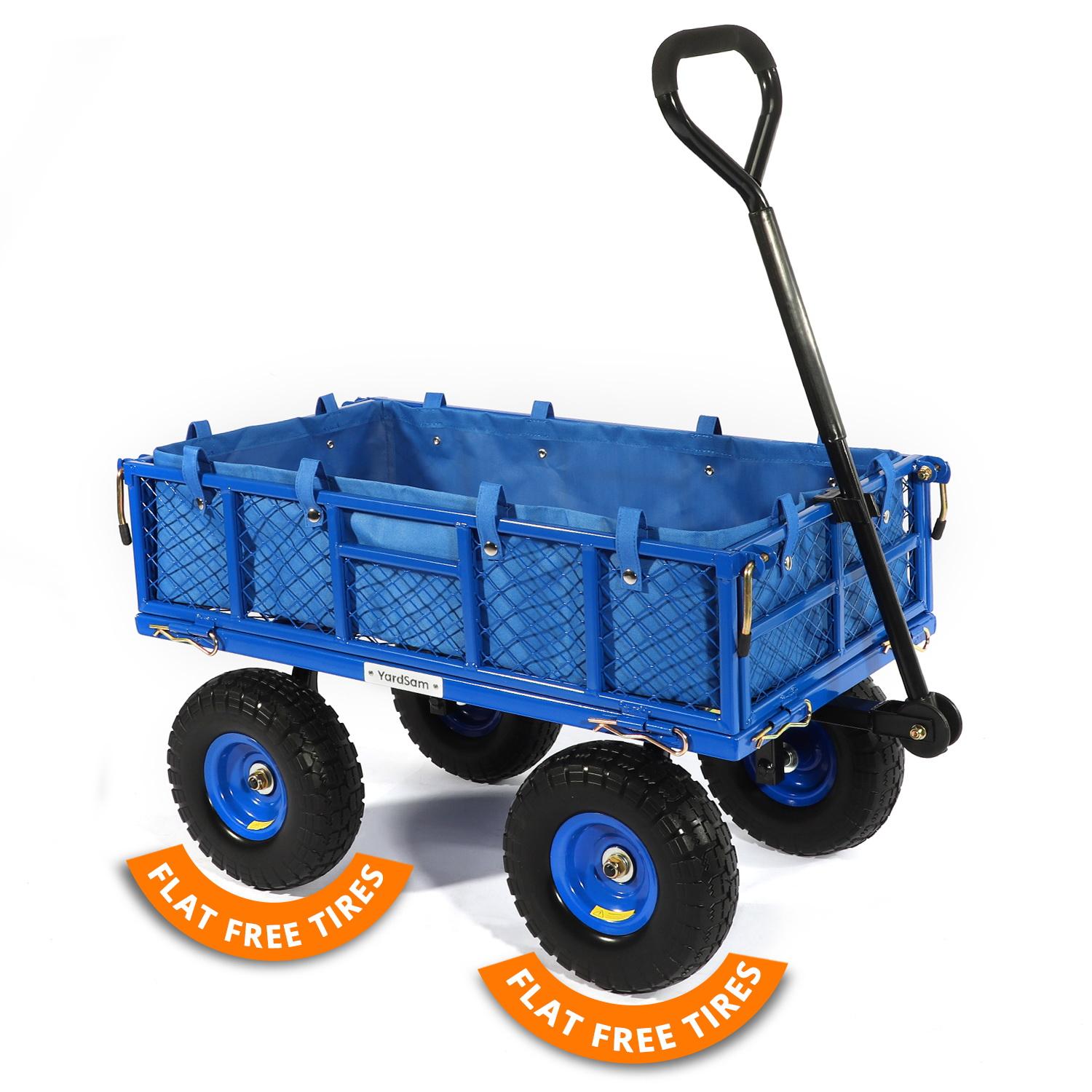 Yardsam Heavy Duty Garden Cart and Wagons with NoFlat Tires and Liner