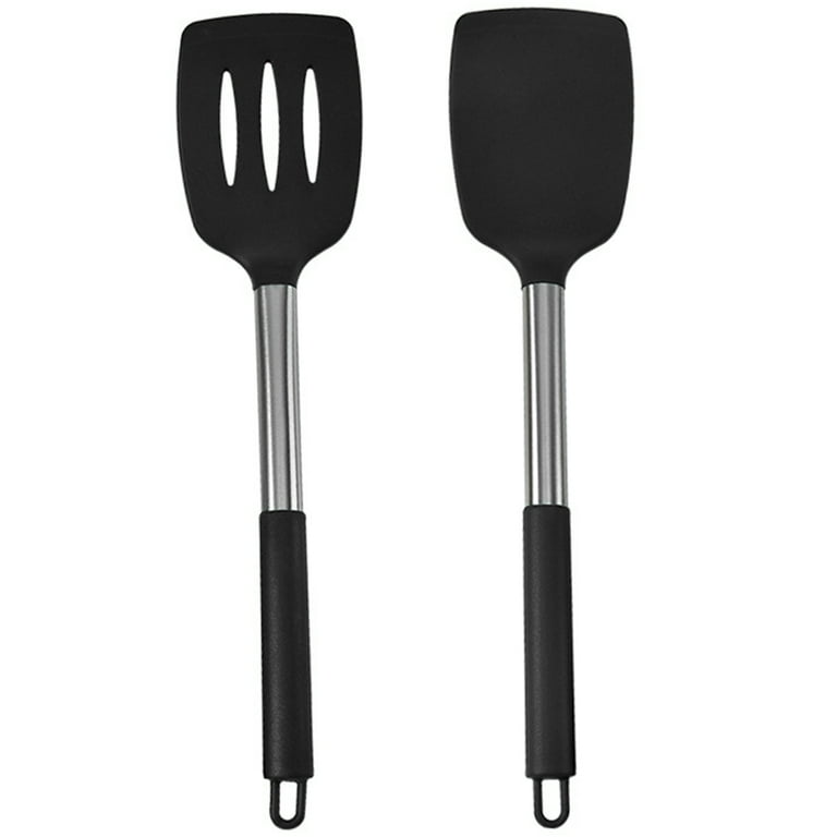 Pack of 2 Silicone Solid Turner,Non Stick Slotted Kitchen Spatulas,High Heat Resistant BPA Free Cooking Utensils,Ideal Cookware for Fish,Eggs