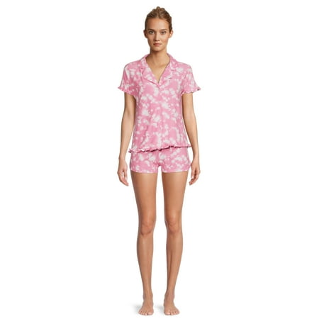 

Jaclyn Women s Notch Collar Top and Shorts 2-Piece Sleep Set