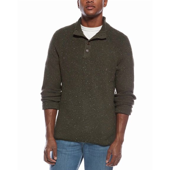 WEATHERPROOF VINTAGE mens Soft Waffle 1/4-Button Sweater, l, Green