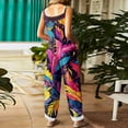 thumbnail image 3 of Fgvctg Mardi Gras Women's Overalls Wide Leg Pant Parade Mask Print Overall Sleeveless Rompers Carnival Party Spaghetti Straps Oversized Bib Jumpsuit Sprimg Clothing With Pockets Hot Pink XXL, 3 of 4