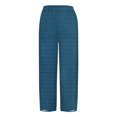 thumbnail image 4 of Women's Casual Pants Striped Linen Pants For Women Summer Casual Wide Leg Pants With Pockets Comfy Cropped Palazzo Pants,Blue Women's Casual Pants L, 4 of 5