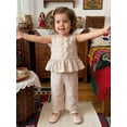 thumbnail image 5 of Loicainy Baby Toddler Girl Summer Clothes Set 6 12 18 24 Months 2T 3T Creative Textured Floral Sleeveless Crew Neck Tops and Elastic Waist Pants Outfits, 5 of 9