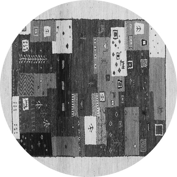 Ahgly Company Indoor Round Abstract Gray Contemporary Area Rugs, 6' Round