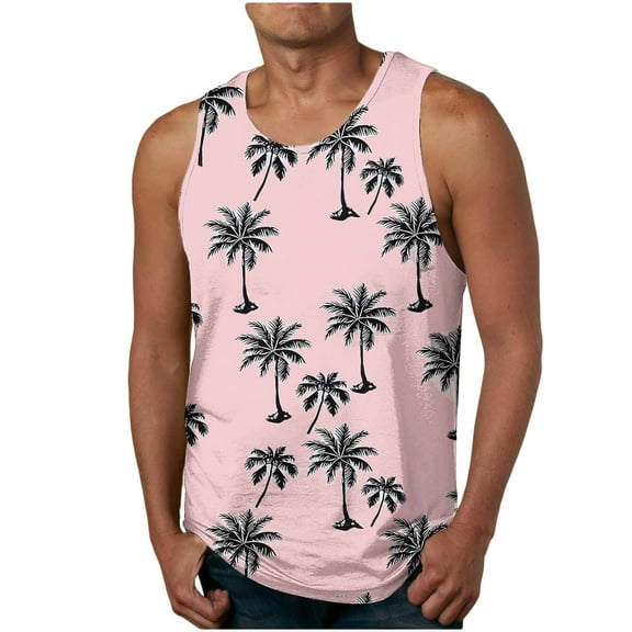 Blczomt Mens Sleeveless T Shirts Gym Tees Graphic Beach Muscle Workout Pink Men Shirts