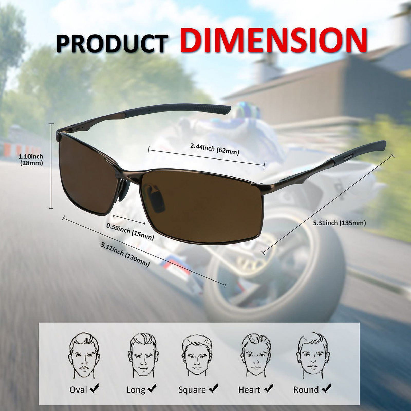 LifeArt Mens Polarized Sunglasses Ultralight Sports Fishing Driving Sunglasses for Men UV Protection Rectangle Metal Frame (Brown+Gold)