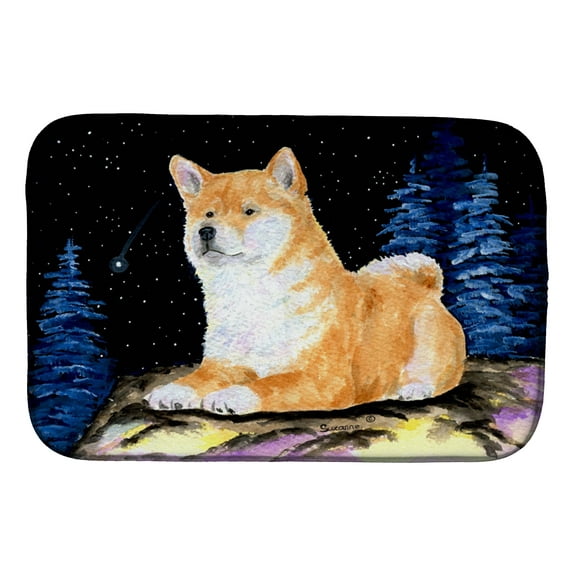 Starry Night Shiba Inu Dish Drying Mat
