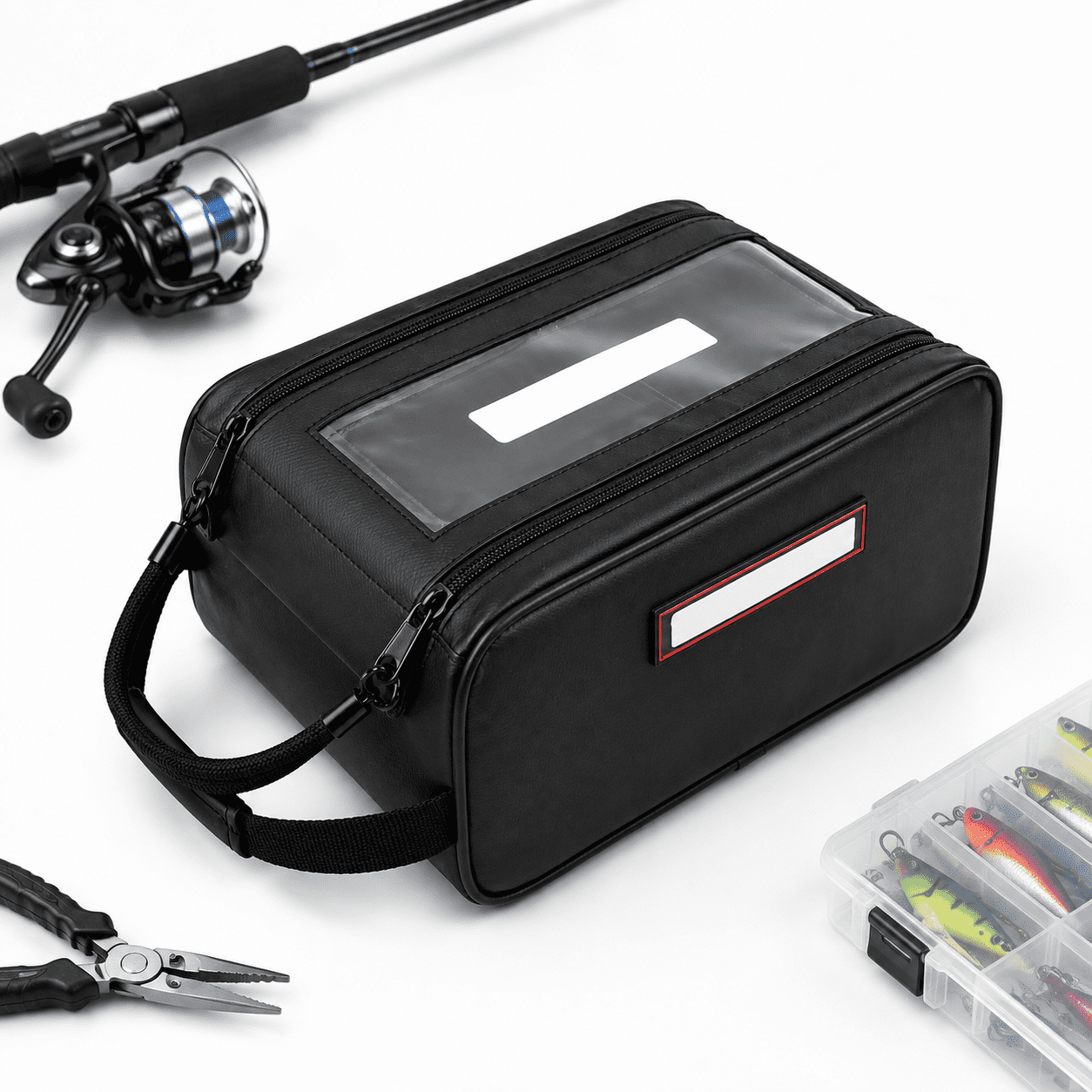 Pro Waterproof Fishing Tackle Storage Bag with Pull Handle and Clear Window