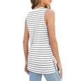 thumbnail image 5 of XuJwPNcy Women's Tank Tops Sleeveless Side Slit Crew Neck Tunic Tops Summer Casual Loose Striped T-Shirts, 5 of 5