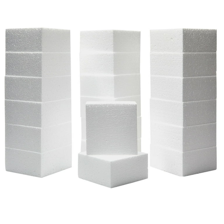 20 Pk Foam Blocks for Crafts, Polystyrene Squares for DIY Sculptures, 4x4x2  in