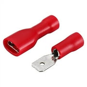 Baomain Red Female/Male Insulated Spade Wire Connector Electrical Crimp Terminal 22-16 AWG 4.8 x 0.5mm Pack of 100