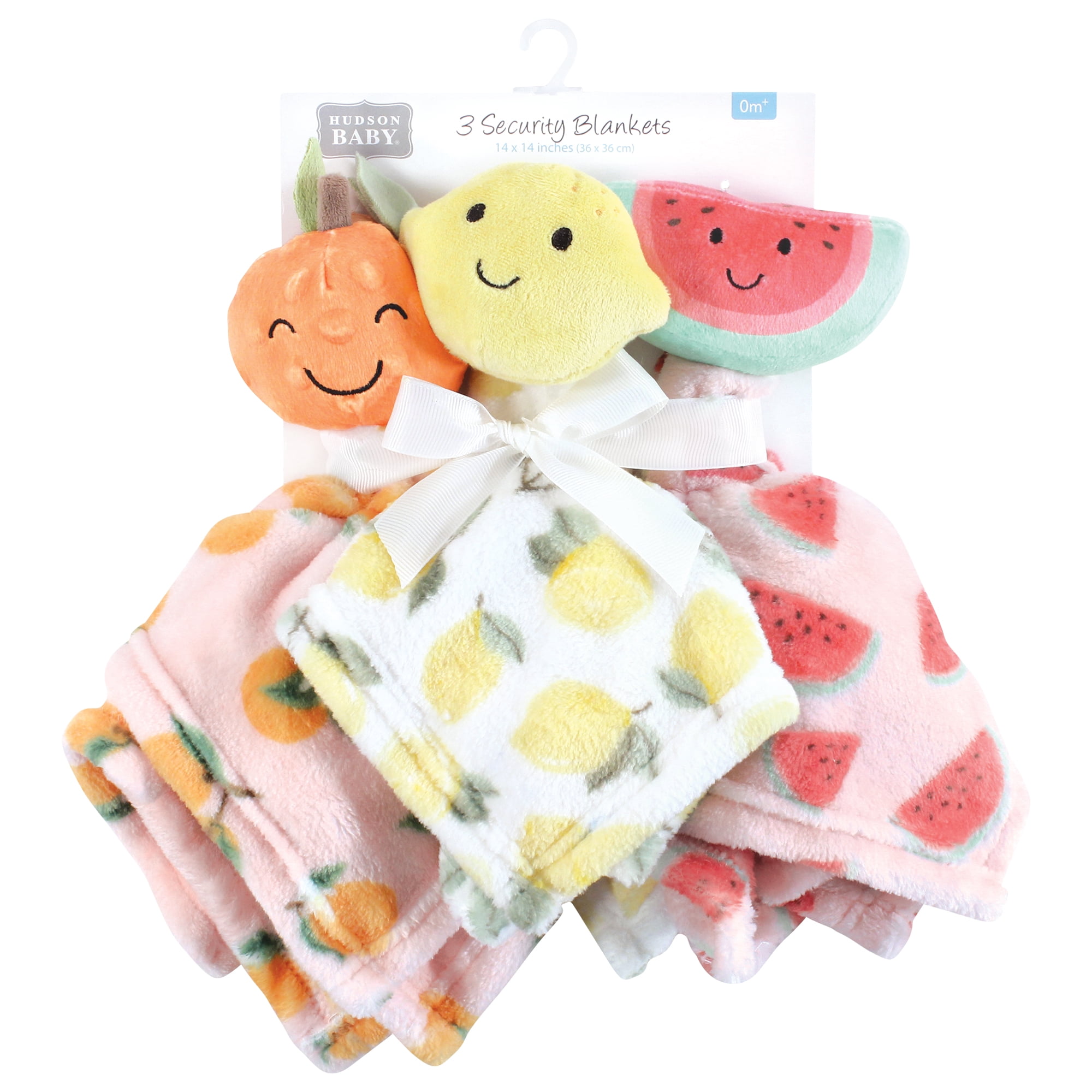 Hudson Baby Infant Girls Animal Face Security Blanket, Fruits, One Size