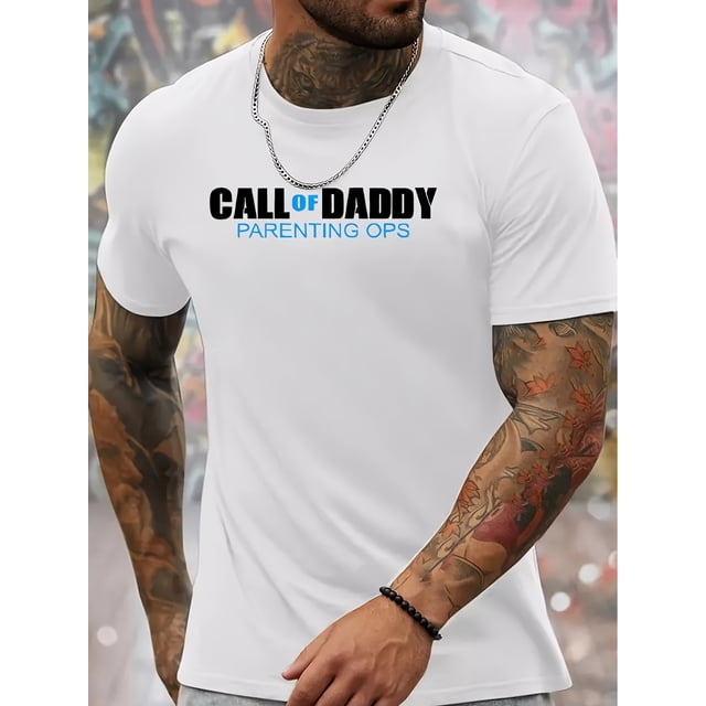 Camiseta gráfica "" para hombre - Camiseta informal de algodón de manga corta con estampado de letras llamativas, lavable a máquina, ideal para todo el año, ideal para practicar deporte.