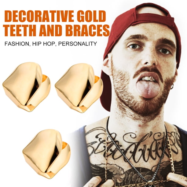 3 piezas de tapas de dientes falsos Clips de dientes de grado alimenticio para Halloween Cosplay (dorado) Ygjytge Cuidado Belleza