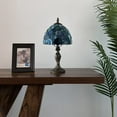 thumbnail image 3 of Tiffany Mini Table Lamp Green Blue Stained Glass Crystal Beans LED Bulb Included for Living Room Bedroom Bedside 15"H, 3 of 5